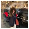 Corner buckle big fur collar hooded cotton jacket women's short small thickened tooling pie overcome