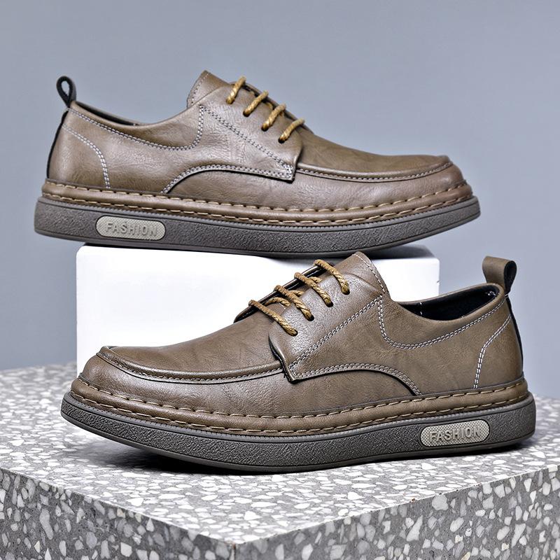 

Мужские повседневные кожаные туфли из натуральной кожи в ретро британском стиле на мягкой подошве, противоскользящие, для вождения 44