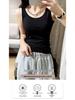 Spring/Summer Women's White Cotton Racerback Tank Top - Sleeveless Camisole Knitted Base Layer