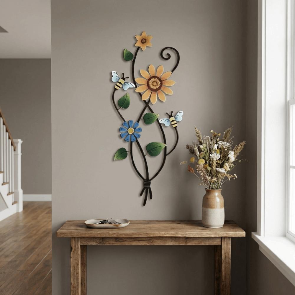 2D Wall Decoration Plate Sweet Flower Garden Decoration Retro Bee Flower Wall Decoration  Home