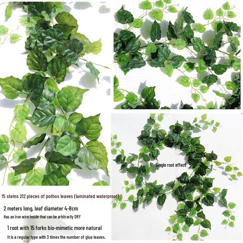 Large Grape Leaf Vine Decoration - Fake Fruit String for Wall, Ceiling, or Pipe with Green Tree Leaves