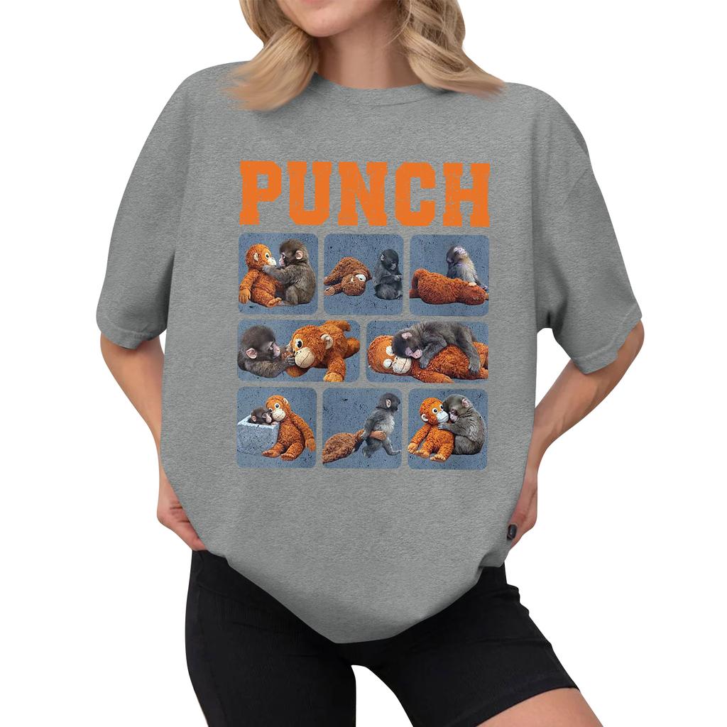 Women's Casual Printed T-Shirt Round Neck Pullover Short Sleeve Top