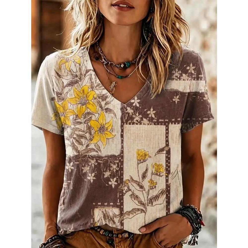 Women Summer T Shirt  Animal Print Short Sleeve Tees Casual Printed Tops