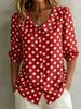1116 New European and American Retro Polka Dot Lotus Leaf Collar Shirt Women, Loose Seven-point Bubble Sleeve Shirt Commuting Versatile