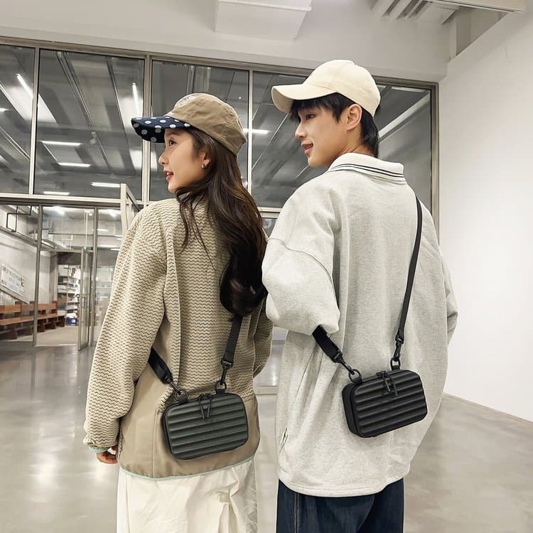 Borsa a tracolla messenger rigida a righe