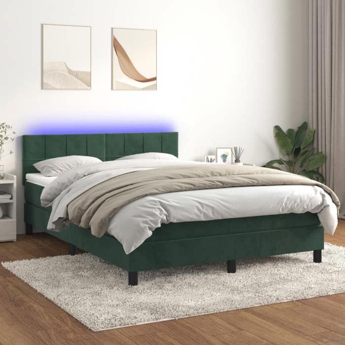 VidaXL Sommier à Lattes de Lit avec Matelas et LED, Lit Rembourré, Lit Double, Lit Adulte de Chambre à Coucher Intérieur, 3134402