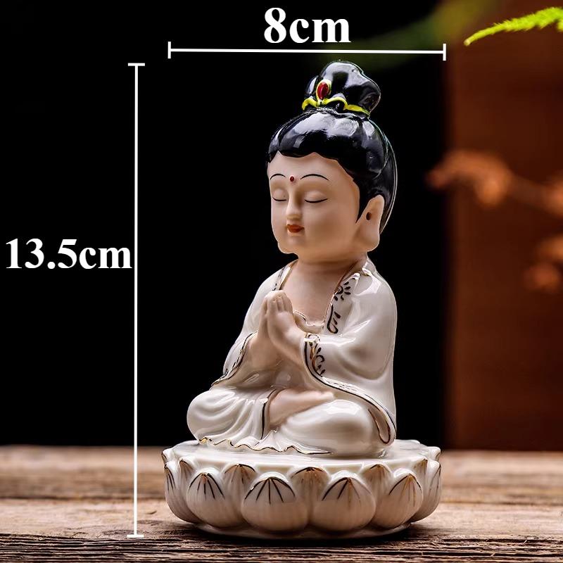 

1pc Ceramic Statue of Guanyin Bodhisattva Buddha Hall Zen Statue Home Decoration Temple Guanyin Statue Ceramic Handicrafts