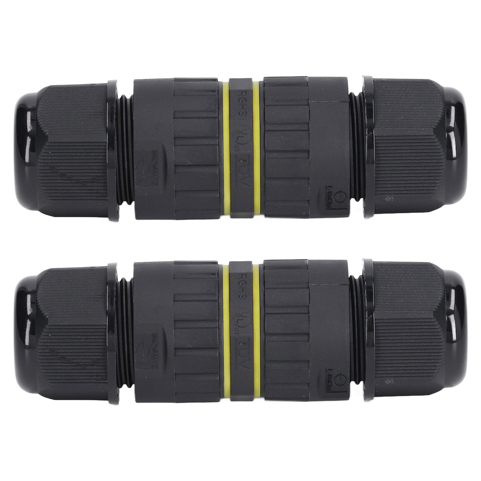 

2PCS Junction Box Connector Garden M25 4 Core IP68 Waterproof 10‑14mm Electrical Power Cable Junction Box