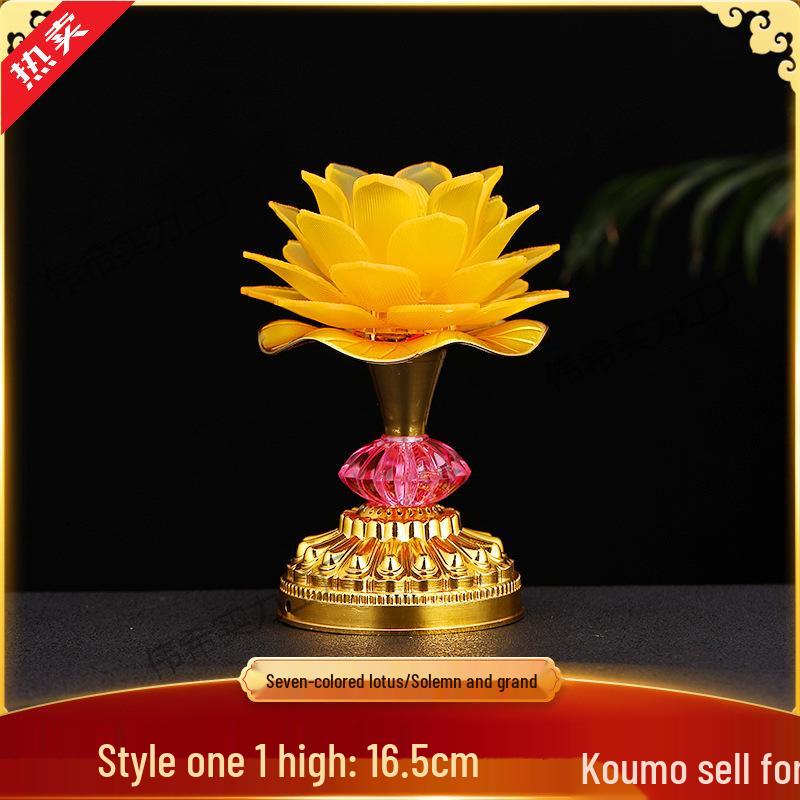 Seven-Color Lotus Bodhisattva Plug-in Offering Lamp for Buddha Hall, Year of the Horse.