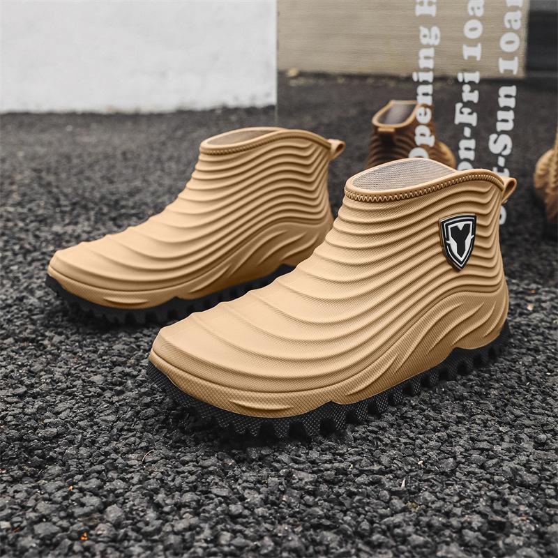 Stijl Mode Regenlaarzen Korte Schacht Heren Antislip Slijtvast Zeevissen Waterschoenen Plus Velvet Waterdichte Regenlaarzen