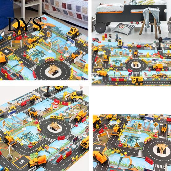 Model Decor Game Mat Identify Ability Vivid Fabric Urban Construction Engineering Small Map Toy for Kids Road Sign