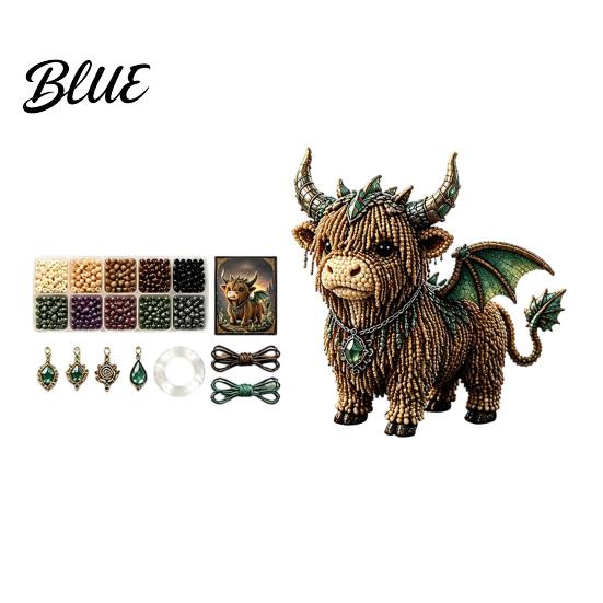 Step-by-step Bead Tutorial 3D Beaded DIY Craft Kit Mythical Highland Cow Tiny Decorative Animal Art