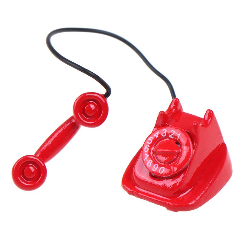 1:12 Dollhouse Miniature Simulation Mini Phone Retro Telephone Model Home Furniture Decor Accessories For Kids Toys Gift