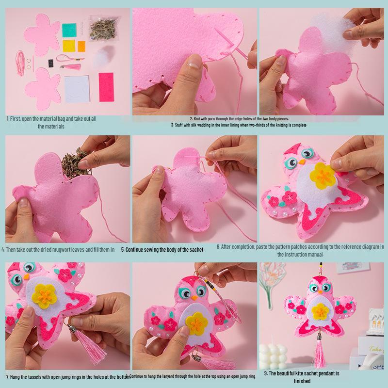 Ancient Style Double-Sided Embroidered Dragon Boat Festival Kite Sachet Pendant - Hanfu Accessory Gift