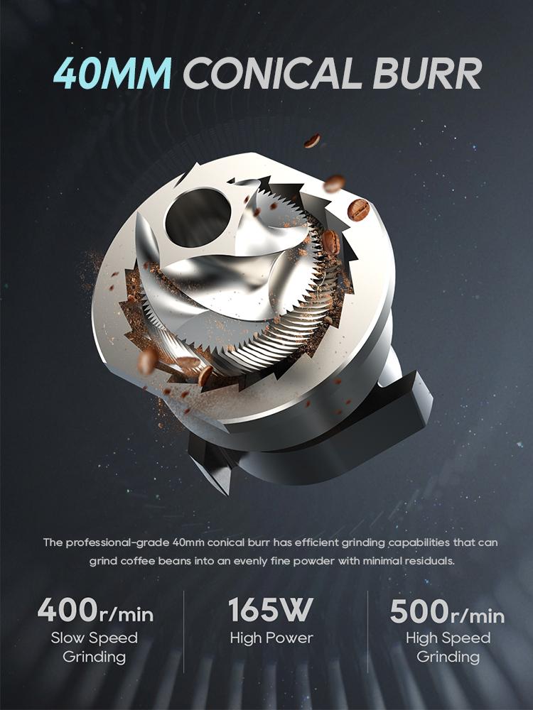 Elektrikli Kahve Öğütücü HIBREW G5 48mm Paslanmaz Çelik Konik Öğütücü ile Espresso/Türk Kahvesi/Pour Over/Mocca/Filtre Kahve İçin