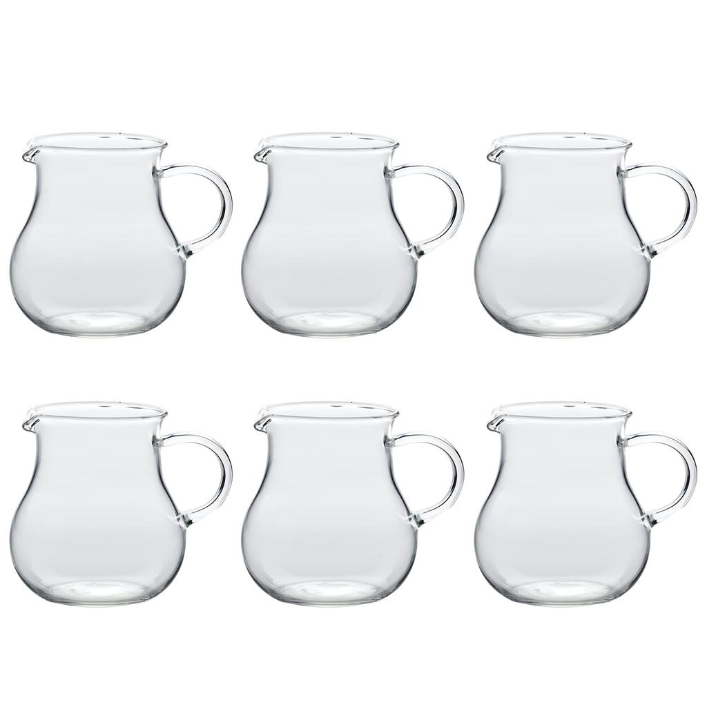 Toyo Sasaki Glass Syrup Pitcher with Handle, 80ml, Set of 6, Glass Creamer/Milk Pitcher, TS44029