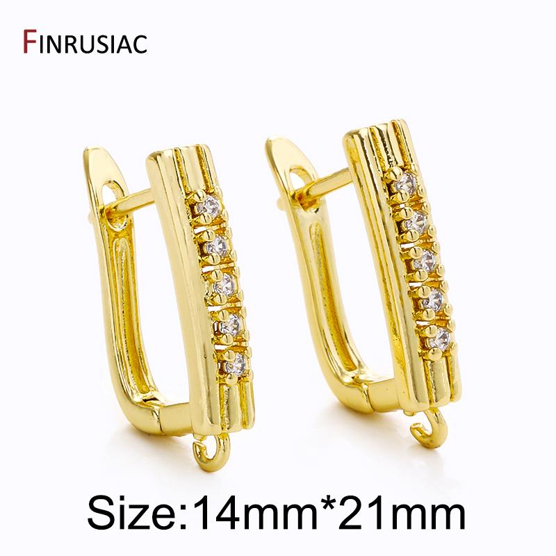 18K Gold Plated Brass Earring Fixtures,Zircon Shvenzy Ear Wire Earring Hooks For DIY Earring Jewelry Making Supplies Accessories