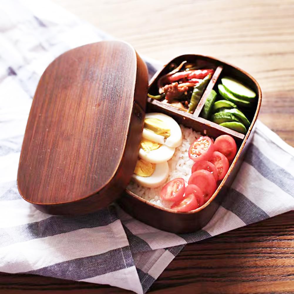 KXLCGYK Magewappa Bento 700ml Single Magewappa Natural Lacquer Blue Drawstring Wooden Spoon and Chopsticks Perfect for Commuting or School Box, Oval,