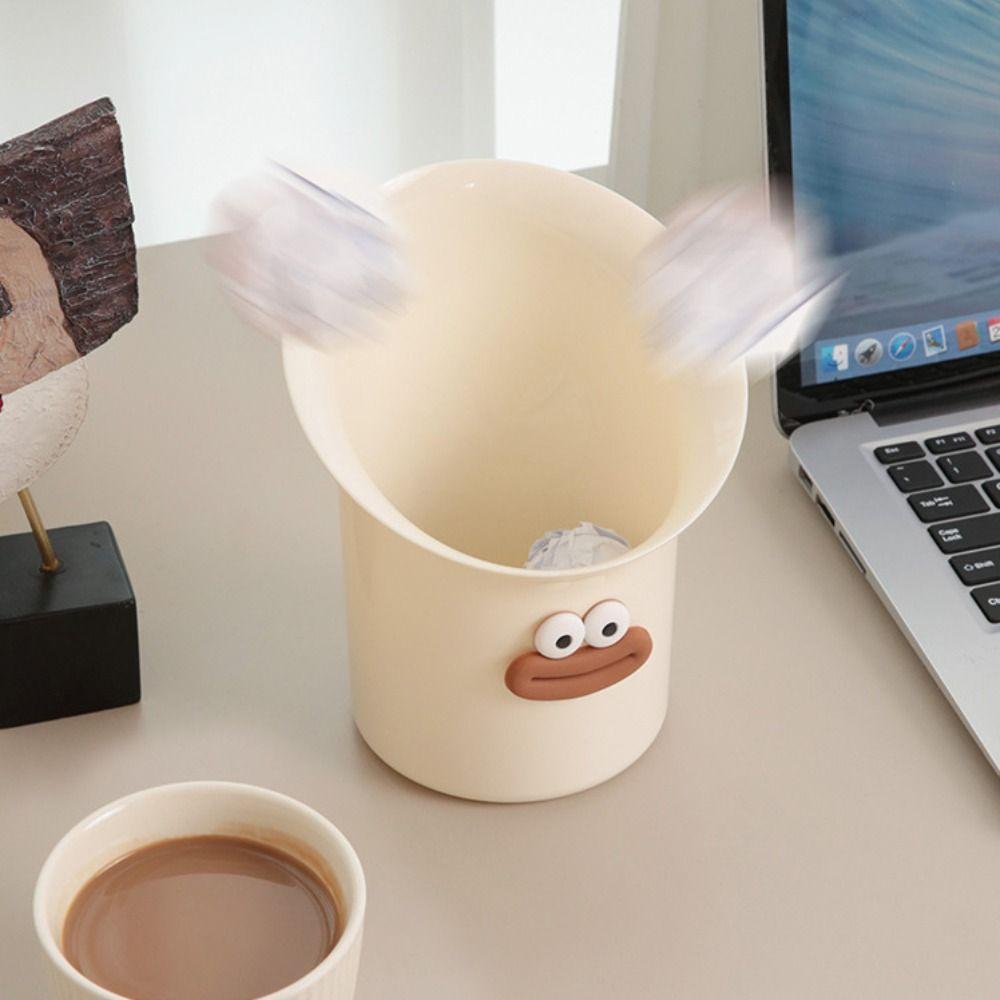 Cute Desktop Trash Can Large Caliber Paper Basket Multifunctional Rubbish Bin  Living Room