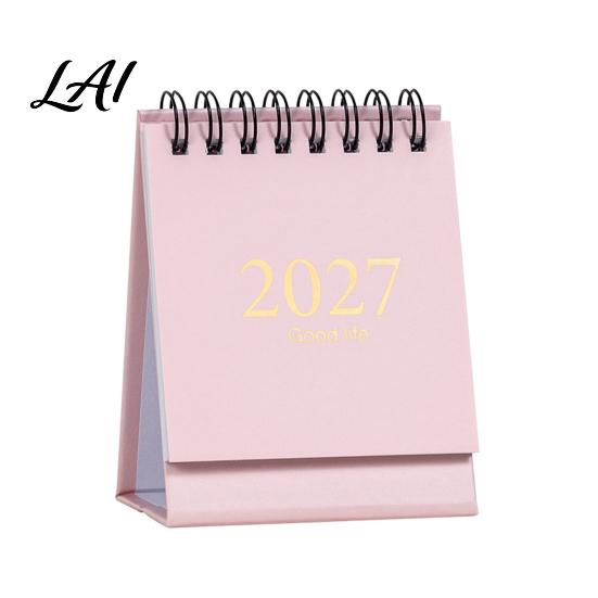 High Quality Paper Calendar 2027-2028 Mini Standing Flip Desk Calendar 18 Month Desktop Planner from Jan. Academic Year 2027 to Jun. 2028,