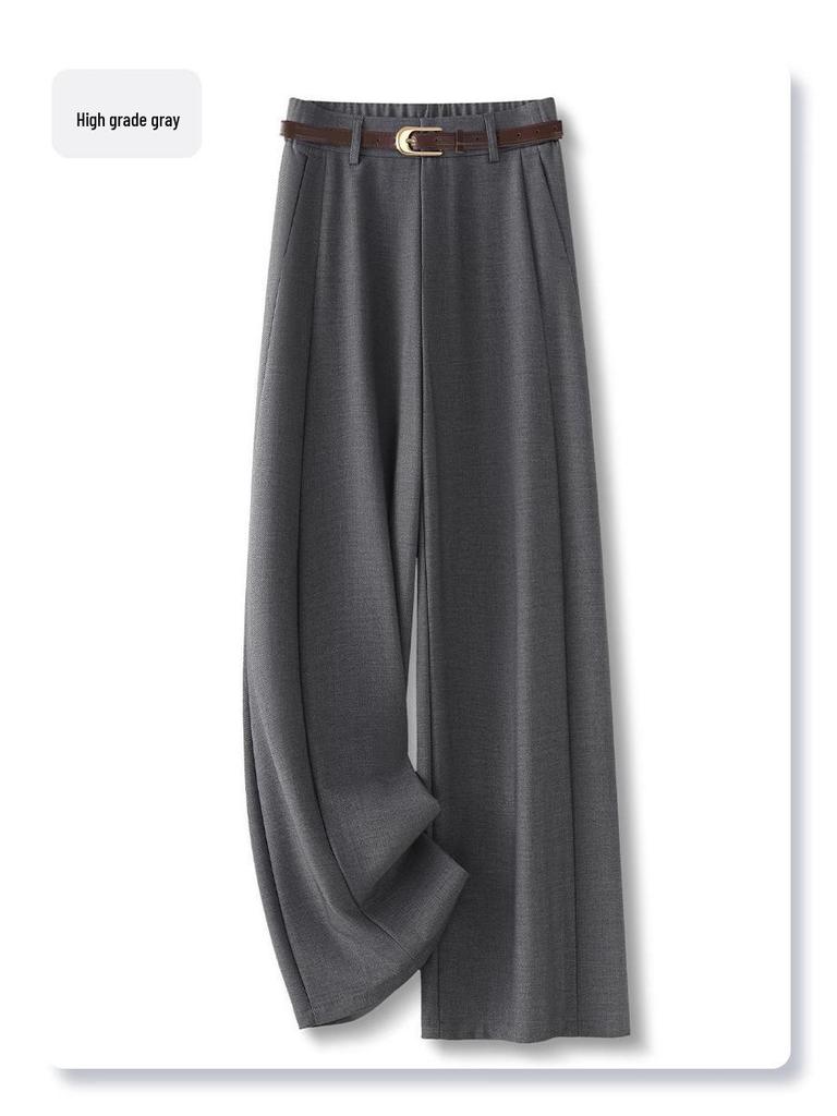 Beige Women's Wide-Leg High-Waist Draping Trousers - 2025 Spring/Summer Collection