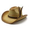 Three-Point Grass Hand-Woven Men'S Straw Hat Women'S Western Cowboy Hat Seaside Vacation Sunshade Knight Hat