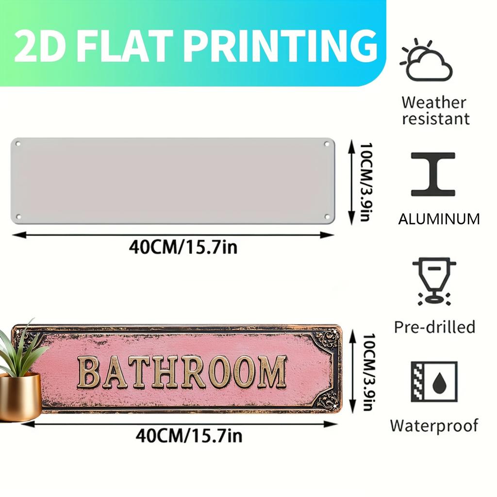 Vintage 'Bathroom' Metal Sign ,Wall Decor for Bathrooms,Bedrooms & More - Classic Home Accent, Nostalgic Decoration