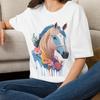Floral Horse T-Shirt Portrait | Floral Animal Tee Shirt Gift for Her Mom Grandma Family Friend Sister Crew Team Party Aunt