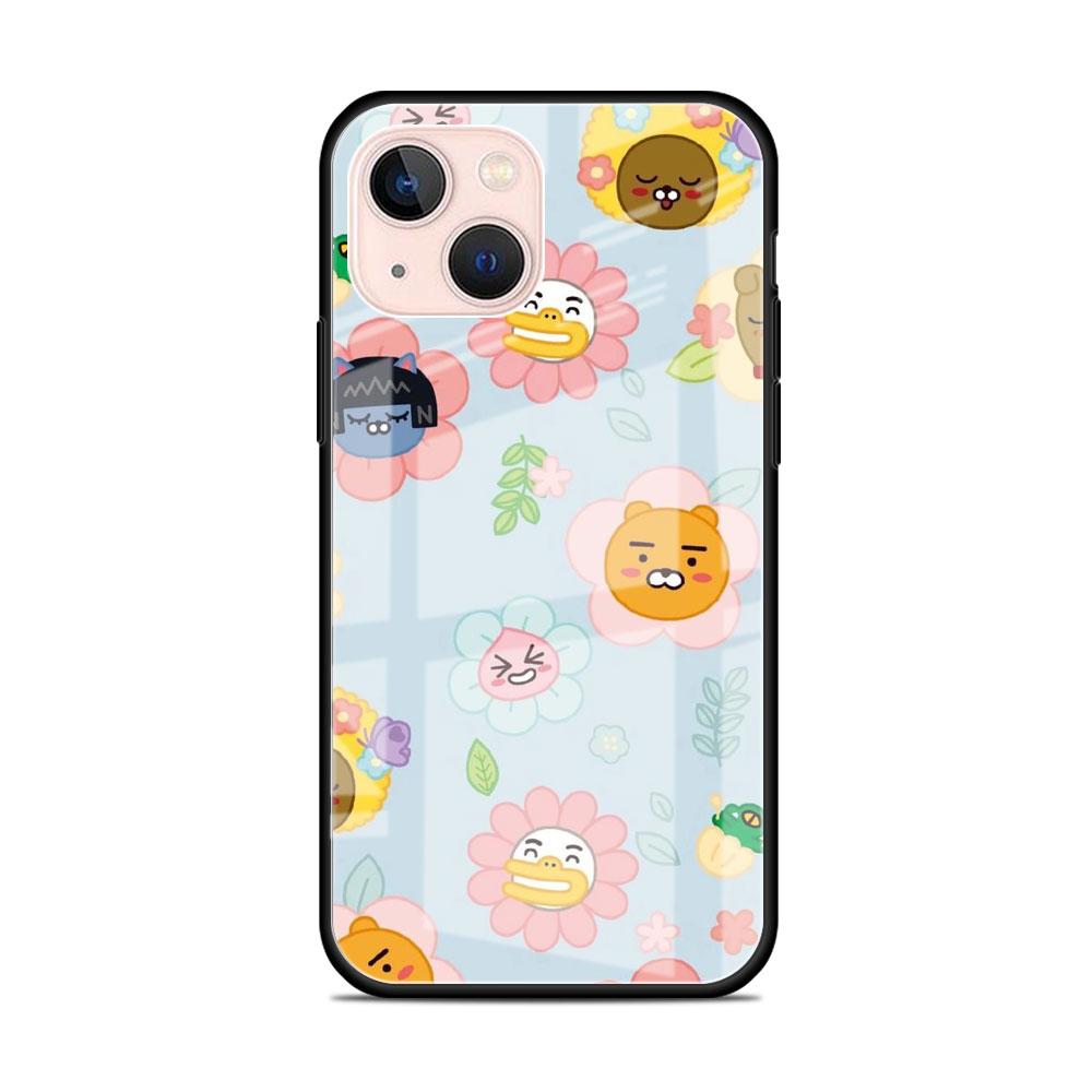 Glashülle für Apple iPhone 14 13 Pro 11 12 7 8 Plus SE 2022 XR X XS Max 6 6S gehärtete Telefonabdeckung Kakao Friends
