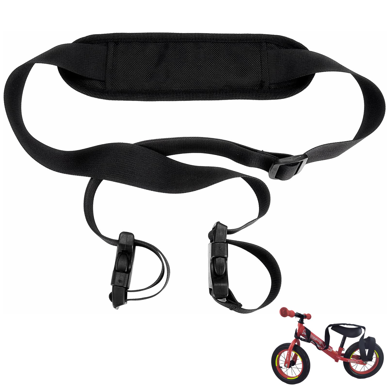 

SEXYTINE Adjustable Shoulder Strap with Shoulder Pads for Easy Suitable for Folding Balance and Skis Carrying, Pedal-less Bikes, Bikes, Cars, (Black) чёрный