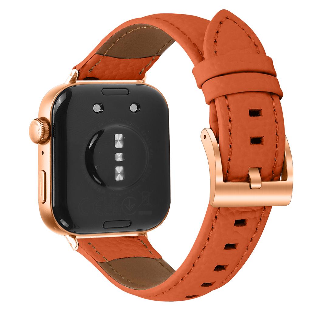 Litchi Textured Genuine Cow Leather Strap with Electroplated Buckle for Huawei Watch Fit 4 Pro/Fit 4/Fit 3 Pointed-End Watch Band