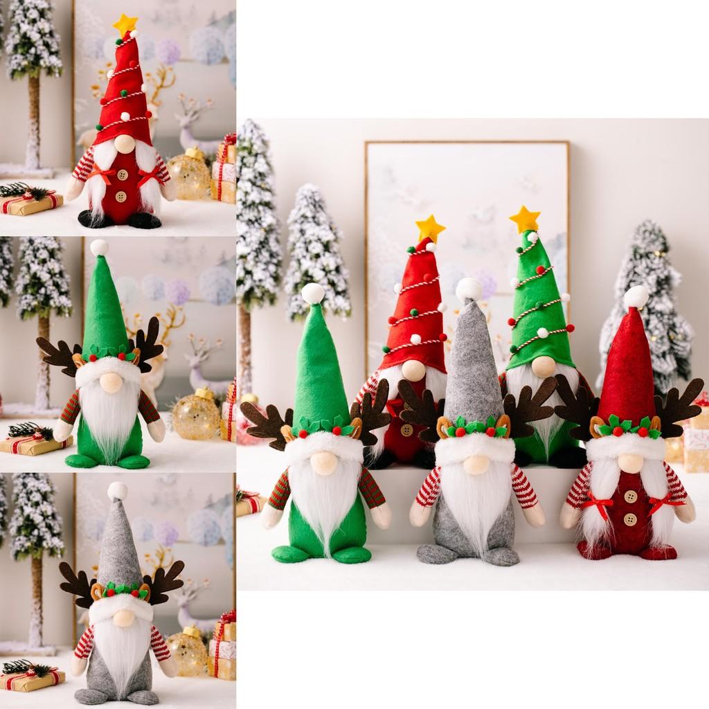 And Adorable Festive Plush Rudolf Gnome With Antlers And Colorful Pointed Hats For Christmas
