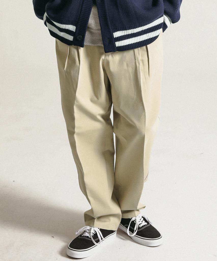 STAGE NAME Ss Double-Tuck Silhouette Wide Pants_Light Beige