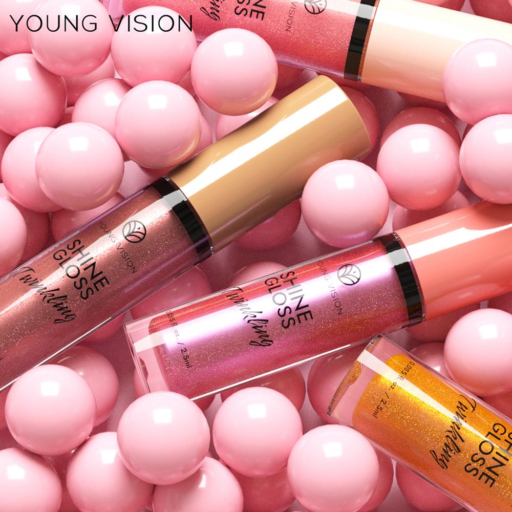 YOUNG VISION Fine Glitter Pearl Gloss Lip Gloss Nourishing Moisturizing Ice Transparent Stacked Lips Lip Glaze
