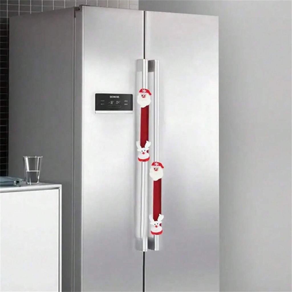 1PC Festive Christmas Oven & Fridge Handle Cover - Polyester Refrigerator Handle Cover For Christmas Kitchen Decoration, Christm