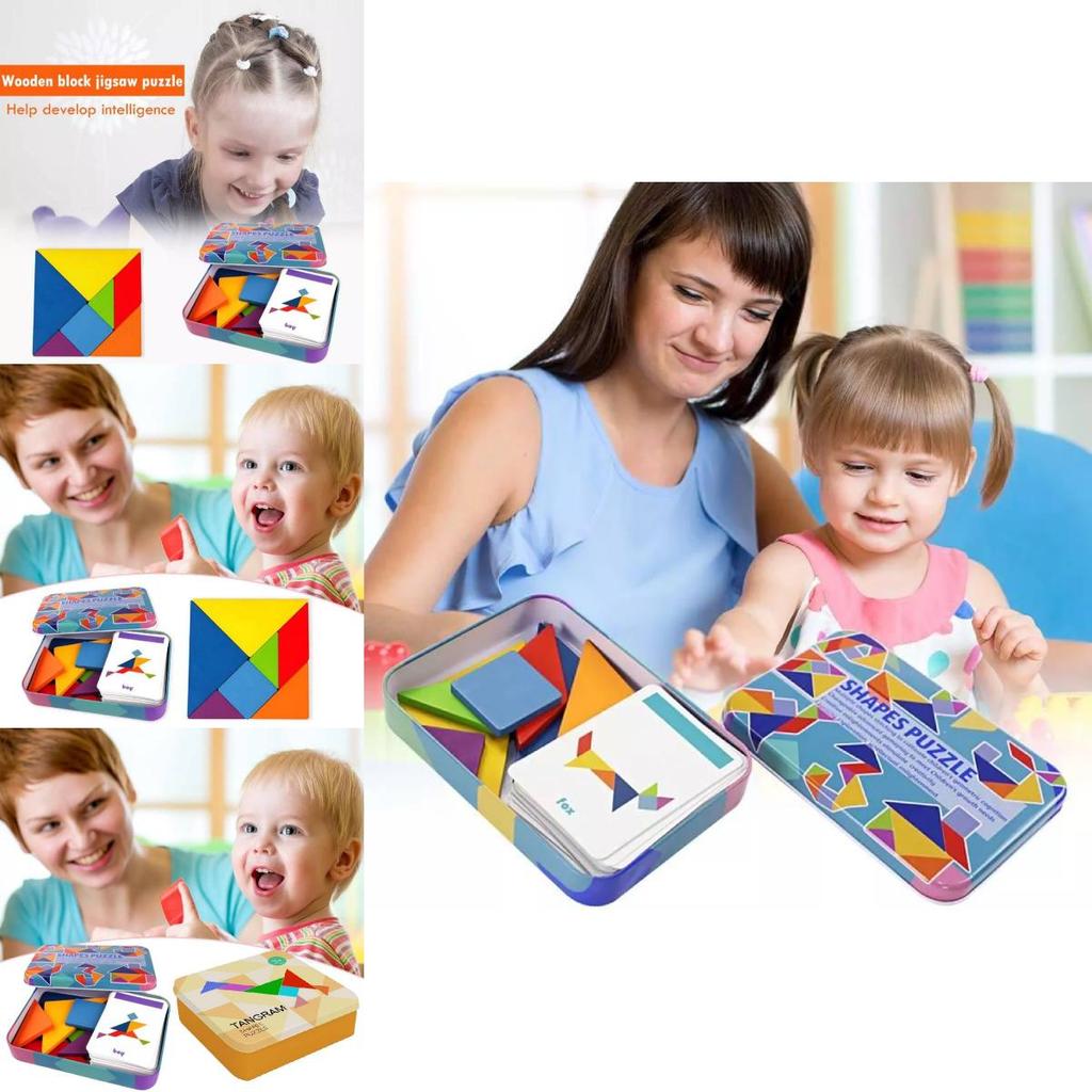 Langlebiges magnetisches Holz-Tangram-Puzzle für Kinder, Lernspielzeug für Kindergarten und Grundschule