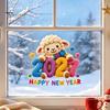 2027 Zodiac Year Ornaments Chinese New Window Stickers, Goat Static Clings, Reusable Glass Clings Crochet Knit Lamb Decor for Home Shop Seasonal