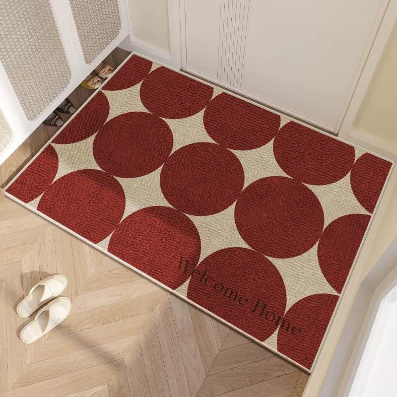 VIKAMA Entry Door Floor Mat New Circle Velvet Mat Living Room Non-Slip Mat Household Doorway Foot Mat Home Decoration