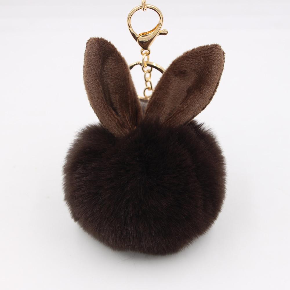 New Fluffy Keychain Pompom Rabbit Ear Toys Plush Rabbit Key Chain Fur Woman Bag Charms Keyring Car Pendant Holder Jewelry