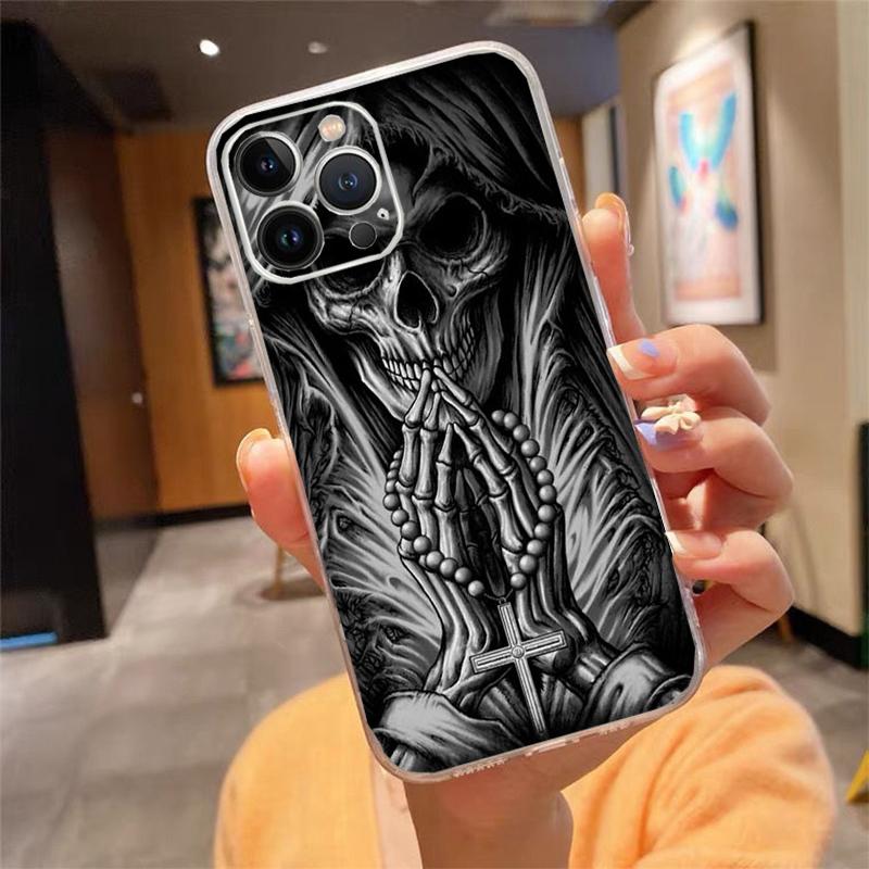 Phone Case For Iphone 17 Pro Max Air 16 15 14 13 Pro Max 15 16 Pro 15Plus Grim Reaper Skull Skeleton