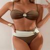 2025 Strappy Color Block Bikini - Sexy European & American Swimwear for Women