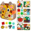 Brinquedo Montessori Busy Board Girafa Busy Book Aprendizagem Pré-Escolar Educativo Livro Silencioso Brinquedo Sensorial de Viagem para Bebê 3 4 5 6 Anos