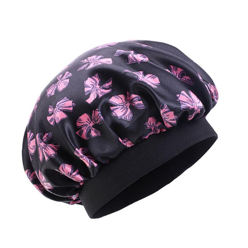 Baby Satin Sleep Cap with Cute Print – Infant Head Scarf & Bath Hat