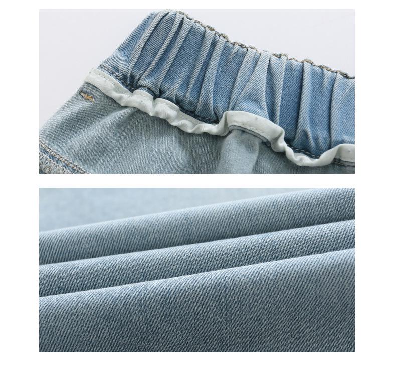 Summer Girls' Wide-Leg Denim Jeans, Trendy Korean-Style Casual Pants for Medium and Large Children