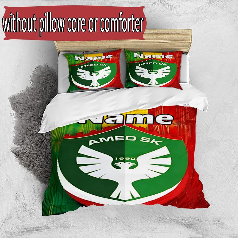 3pcs Duvet Cover Set (1*Duvet Cover + 2*Pillowcase, Without Core), Custom Name Amed SK Pattern Bedding Set, Home Bedroom Decor Gift