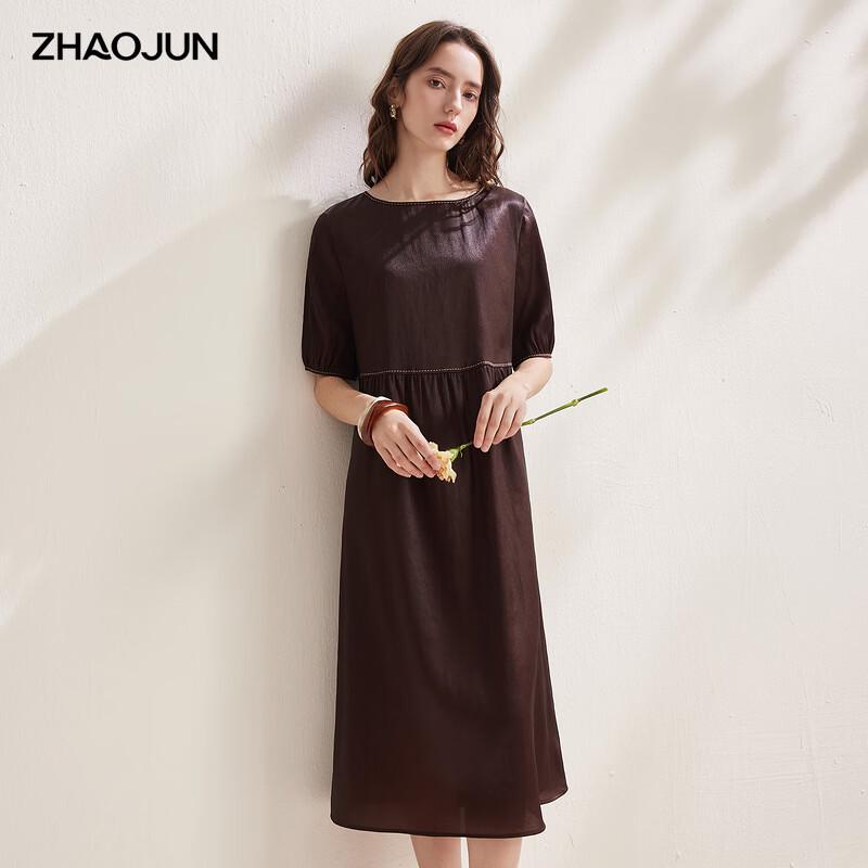 Zhaojun Women s 2026 S/S Mulberry Silk Short-Sleeve High-Waist Pleated Dress XL