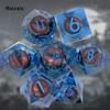 7 Pcs Blue Eyeball Blue Number Sharp Edge Resin Dice Polyhedral Dice Suitable for Role-Playing RPG Board Game