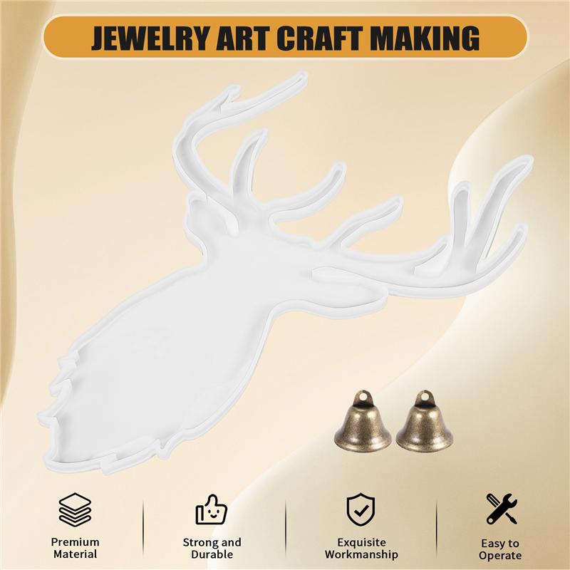 M-Modern-Deer Head Resin Mold Christmas Antlers Silicone Epoxy Casting For Wall Hanging Mount DIY Jewelry Art Craft Making Set