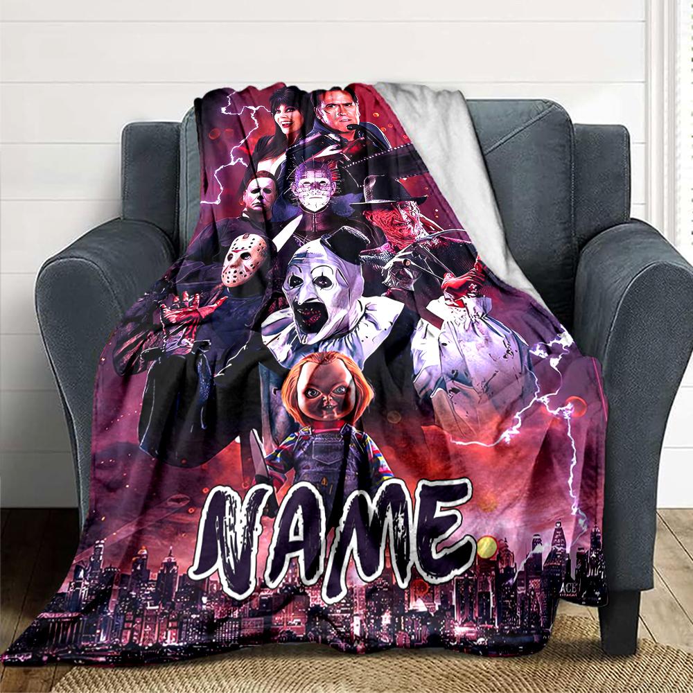 Custom Name Jigsaw Puppet Horror Party Blanket For Couch Bed Plush Cozy Fuzzy Blanket Super Soft Warm Blankets For Fall And Winter 0916141