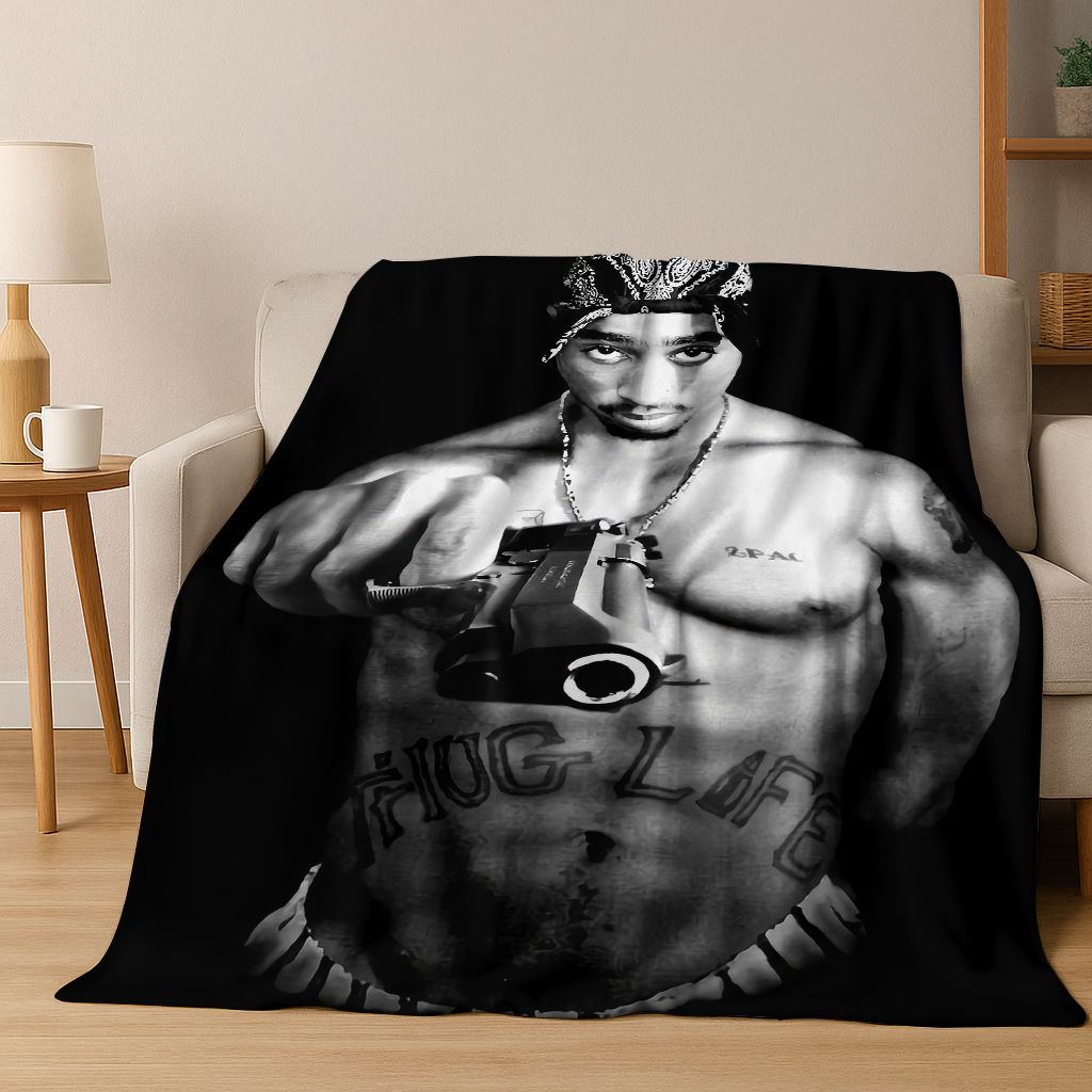 Tupac 2pac Rapper Eminem Hip Hop Rap God Art Flannel Blanket,Cozy Soft Throw Blanket for Home Bedroom Bed Sofa Cover Kids Gift